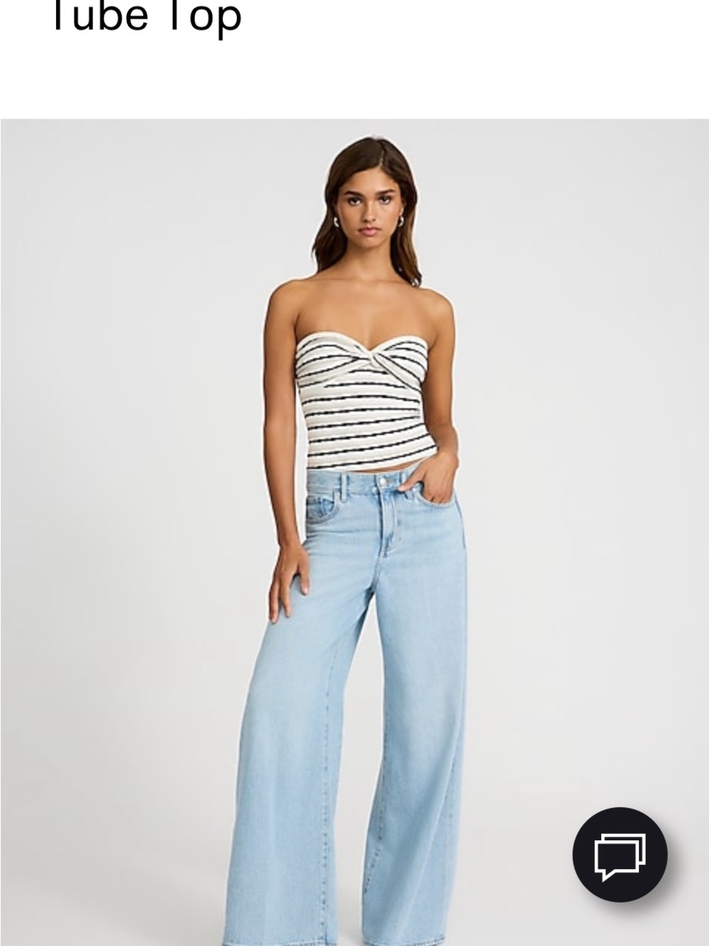 Striped Twist Sweater Tube Top — Black & White - Picture 4 of 5